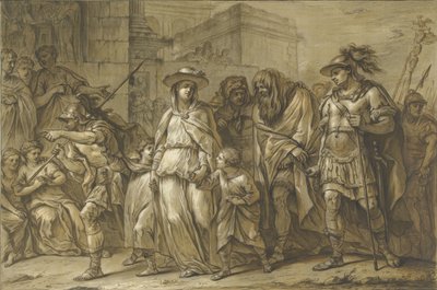 Julius Sabinus und Epponina mit ihren zwei Kindern als Gefangene durch Rom geführt von Blaise Nicolas Lesueur