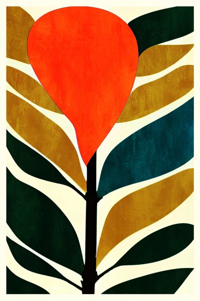 Abstrakte Orange Pflanze von Bo Anderson