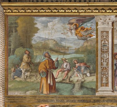 Zentrales Kirchenschiff, Erste Nordspanne, Verkündigung an Gioacchino, Boccaccio Boccaccino 1514-15 von Boccaccio Boccaccino