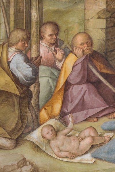 Zentrales Kirchenschiff, Vierte Nordspanne, Anbetung der Hirten, Boccaccio Boccaccino 1516-17, Detail von Boccaccio Boccaccino