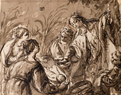 Die Tochter des Pharao entdeckt den Säugling Moses, Das Finden von Moses von Bolognese School