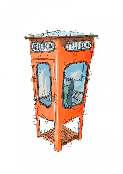 Orange Telefonzelle von Borgenhag Holmqvist