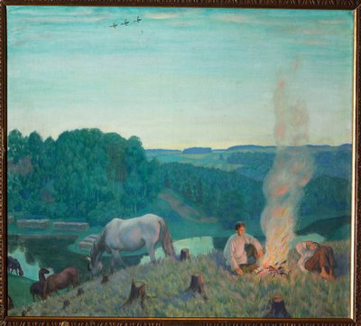 Lagerfeuer von Boris Mikhailovich Kustodiev