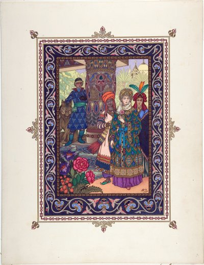 Illustration zum Märchen von Iwan Zarewitsch, dem Feuervogel und dem grauen Wolf von Boris Vasilievich Zvorykin