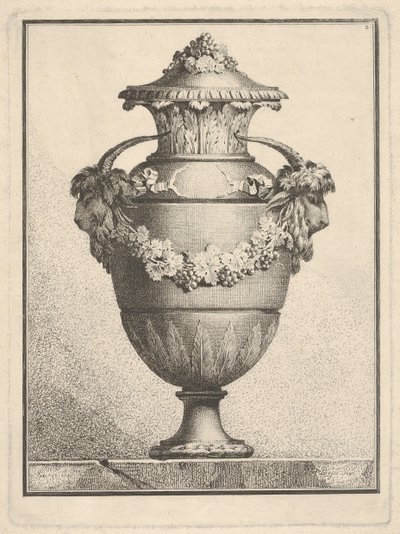 Entwurf für eine Vase mit zwei Ziegenköpfen und einer Girlande von Bossi
