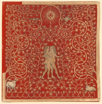 Adam und Eva im Garten mit zwei Schafen und zwei Tauben von British 18th Century