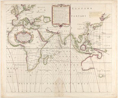 Eine neue und korrekte Seekarte der ganzen Welt, die die Variationen des Kompasses zeigt, wie sie im Jahr 1700 gefunden wurden von British School