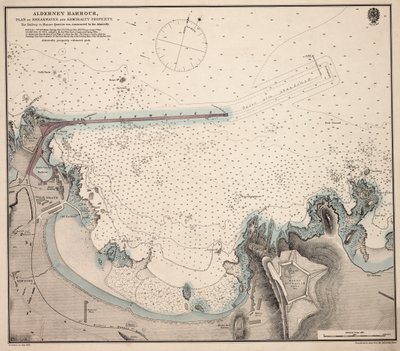 Alderney Hafen, Plan des Wellenbrechers und des Admiralty-Geländes von British School