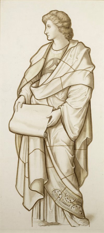 Muse der Literatur – Karton für Glasmalerei, ca. 1890 von British School