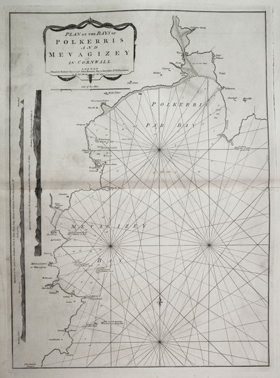 Plan der Buchten von Polkerris und Mevagissey in Cornwall von British School