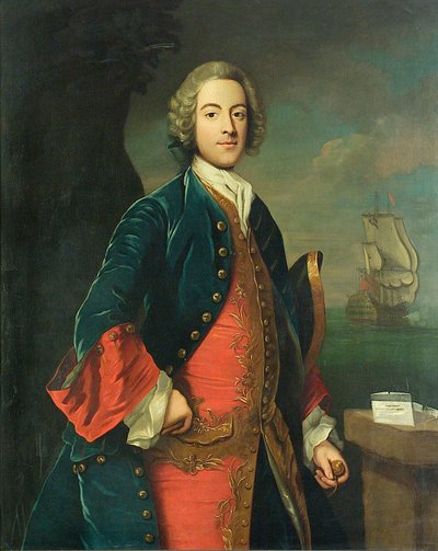 Porträt eines Marineoffiziers, ca. 1730-40 von British School