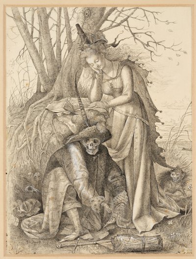 Vanitas-Allegorie: Tod und eine junge Frau von British School