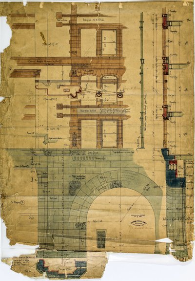 Rookery Building, Chicago, Illinois, Aufriss und Schnitt von Burnham and Root