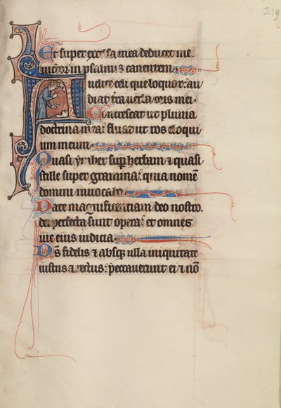 Initiale A: Ein König zeigt auf den Himmel und auf den Boden von Bute Master