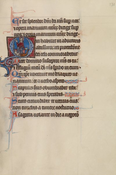 Initiale O: Christus auf dem Thron mit einem Drachen und einem Löwen zu seinen Füßen von Bute Master