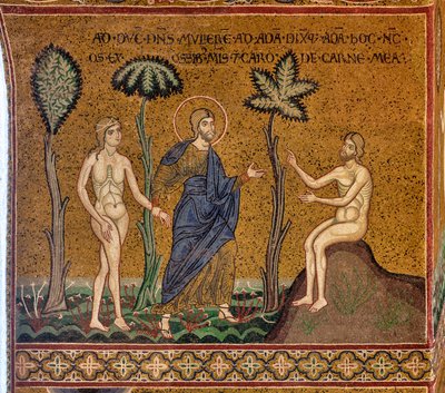 Gott stellt Eva Adam vor, byzantinisches Mosaik, XII-XIII Jahrhundert, an der Gegenfassade von Byzantine