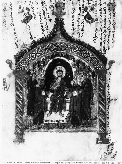 Christus unter den Ärzten, Folio aus den Rabula-Evangelien, 586 n. Chr. von Byzantine School