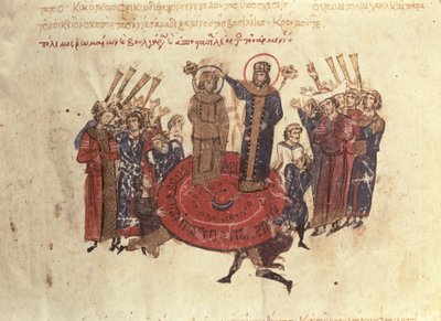 Kaiser Michael I. Rangabes wird von Nicephorus gekrönt, 811, aus dem Madrid Skylitzes von Byzantine School