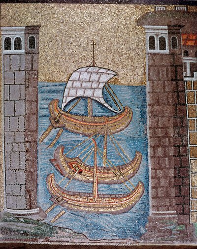 Ansicht von Booten im Hafen von Classe (Detail) von Byzantine School