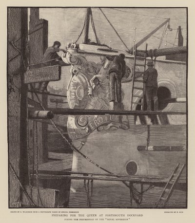 Vorbereitungen für Königin Victoria im Hafen von Portsmouth von C.A. Wilkinson