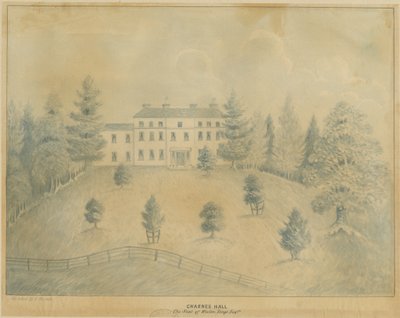 Charnes Hall (Bleistift- und Waschzeichnung) von C.B Ash