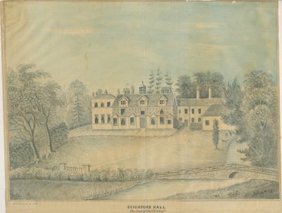Seighford Hall (kolorierte Waschzeichnung) von C.B Ash