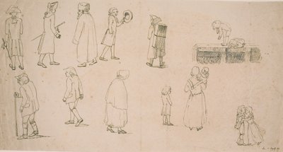 Verschiedene Figuren, darunter 2 Gruppen mit spielenden Kindern sowie Porträtmaler Hansen von C.D. Fritzsch