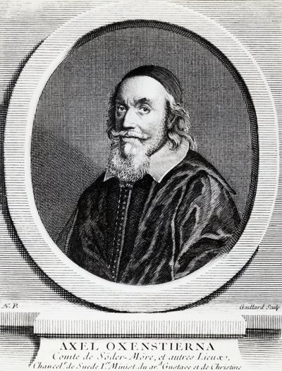 Porträt von Axel Oxenstierna Gustafsson (1583-1654), Kanzler des Königreichs Schweden, Gravur von J.B. and Brown J. Rowbotham