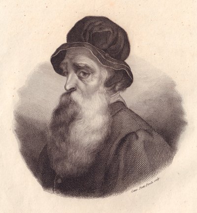 Porträt des italienischen Bildhauers und Goldschmieds Benvenuto Cellini (1500-1571), Kupferstich von Caterina Piotti-Pirola nach einem Gemälde von Giorgio Vasari von J.B. and Brown J. Rowbotham