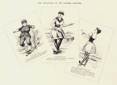 Die Evolution des Badeanzugs (Lithografie) von C.J. Taylor
