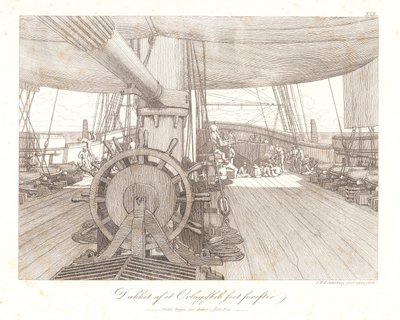 Deck eines Kriegsschiffs, nach vorne gesehen von Christoffer Wilhelm Eckersberg