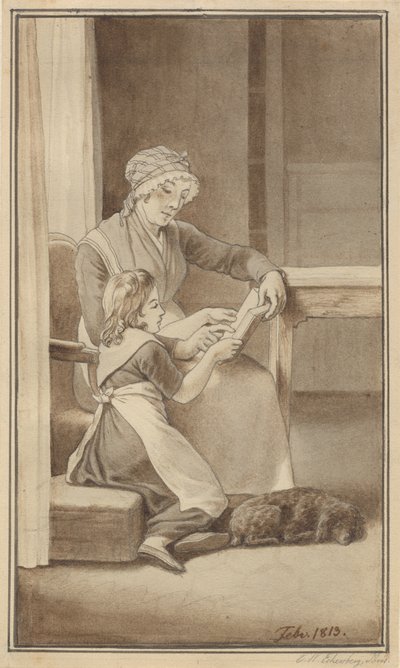 Eine Mutter bringt ihrer kleinen Tochter das Lesen bei von Christoffer Wilhelm Eckersberg
