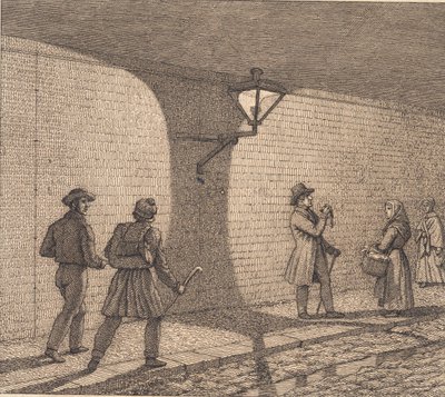 Straßenszene bei Laternenlicht. Illustration zu "Linearperspectiven", Tafel VIII von Christoffer Wilhelm Eckersberg