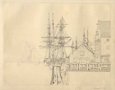 Teil eines Schiffplatzes in Christianshavn, im Hintergrund der Mastkran von Christoffer Wilhelm Eckersberg