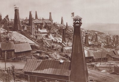 Ölquellen von Bustenari, Rumänien (s/w Foto) von C. Chusseau Flaviens