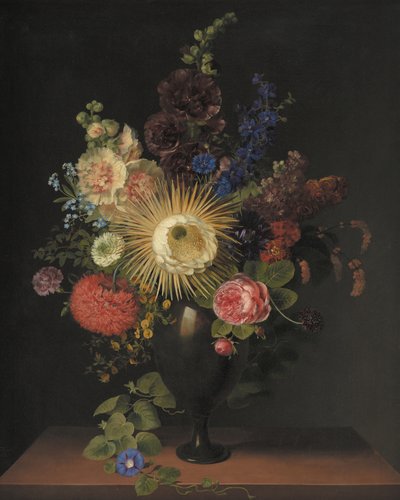 Eine Porphyrvase mit Cactus Grandiflora und anderen Blumen von C. D. Fritzsch