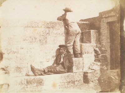 Zwei junge Männer ruhen sich auf einem Pier aus, späte 1840er Jahre von Calvert Jones