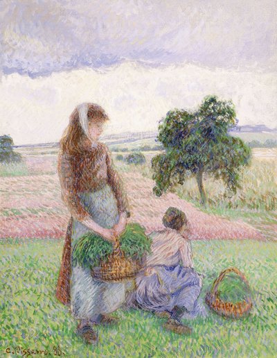 Bauern tragen Körbe; Paysanne Portant au Panier, 1888 von Camille Jacob Pissarro