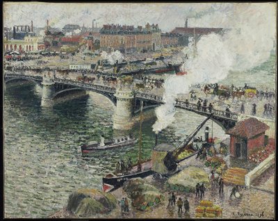 Pont Boieldieu in Rouen, feuchtes Wetter von Camille Jacob Pissarro