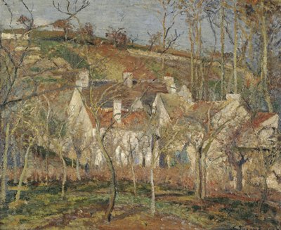 Rote Dächer, Ecke eines Dorfes, Winter, 1877 von Camille Jacob Pissarro