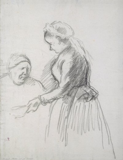 Studie der Mutter des Künstlers mit ihrer Magd von Camille Jacob Pissarro