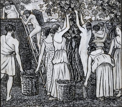 Weinlese, Kompositionsstudie für eine Illustration zu 