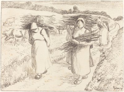 Bauern tragen Stöcke von Camille Pissarro