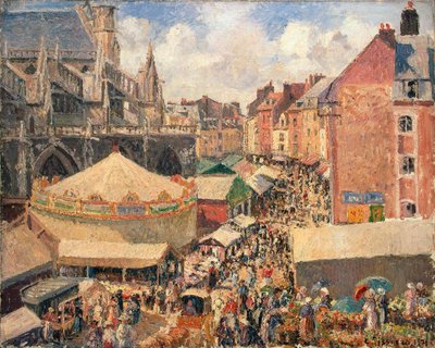 Der Jahrmarkt in Dieppe, sonniger Morgen von Camille Pissarro