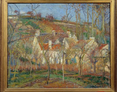 Die roten Dächer, Ecke des Dorfes, Winter von Camille Pissarro