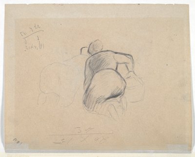 Kniende Frau (recto); Zwei kniende Bäuerinnen (verso) von Camille Pissarro