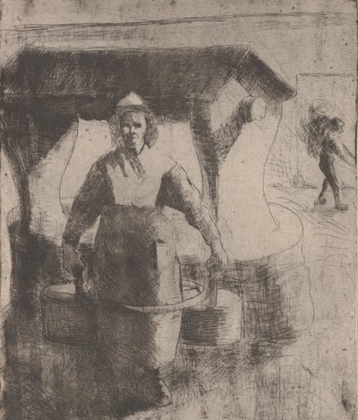Frau an einem Brunnen, 1891 von Camille Pissarro