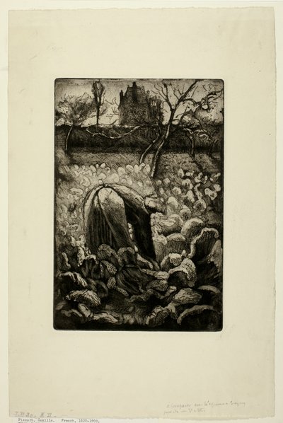 Frau im Küchengarten von Camille Pissarro