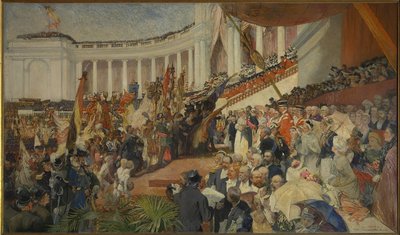 Die patriotische Feier des fünfzigsten Jahrestages der belgischen Unabhängigkeit von Camille Van Camp