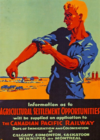 Plakat zur Förderung der Auswanderung nach Kanada, 1920 (Farblithografie) von Canadian School